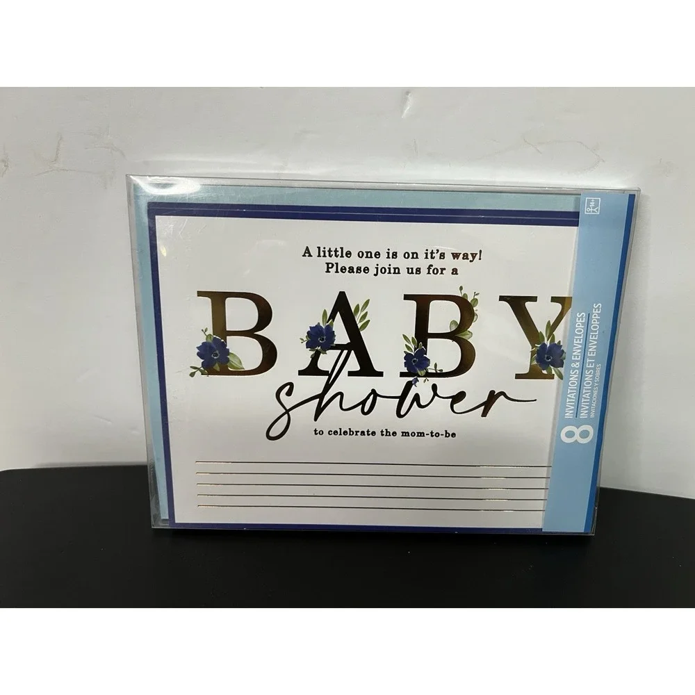 It's A Boy Jumbo Baby Shower‎ Invitations 6x8 Light Blue 8 Ct NEW